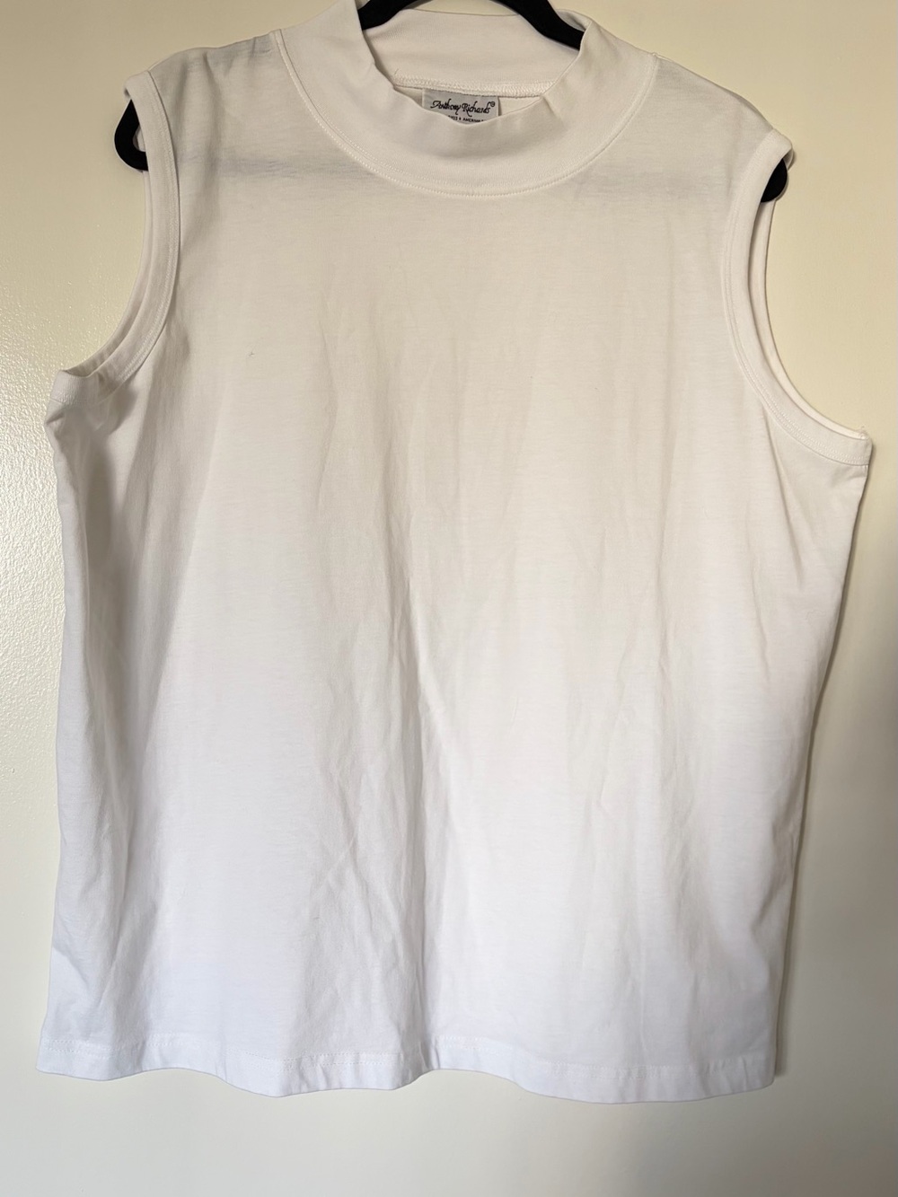 Anthony Richards White Mock Neck Sleeveless Tank
